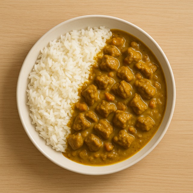 Le curry de bœuf avec riz