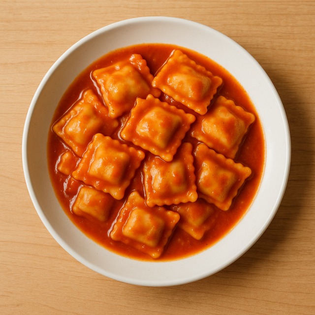 Les raviolis sauce tomate